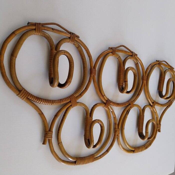 Vintage rattan coat rack by Franco Albini