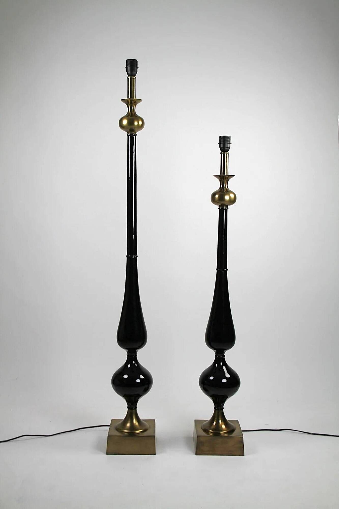 Pair of Floor Lamps in Black and Gold, The Netherlands — 1990s