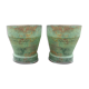 Pair of iron cast iron pots patina green patina.  1960/ 1970