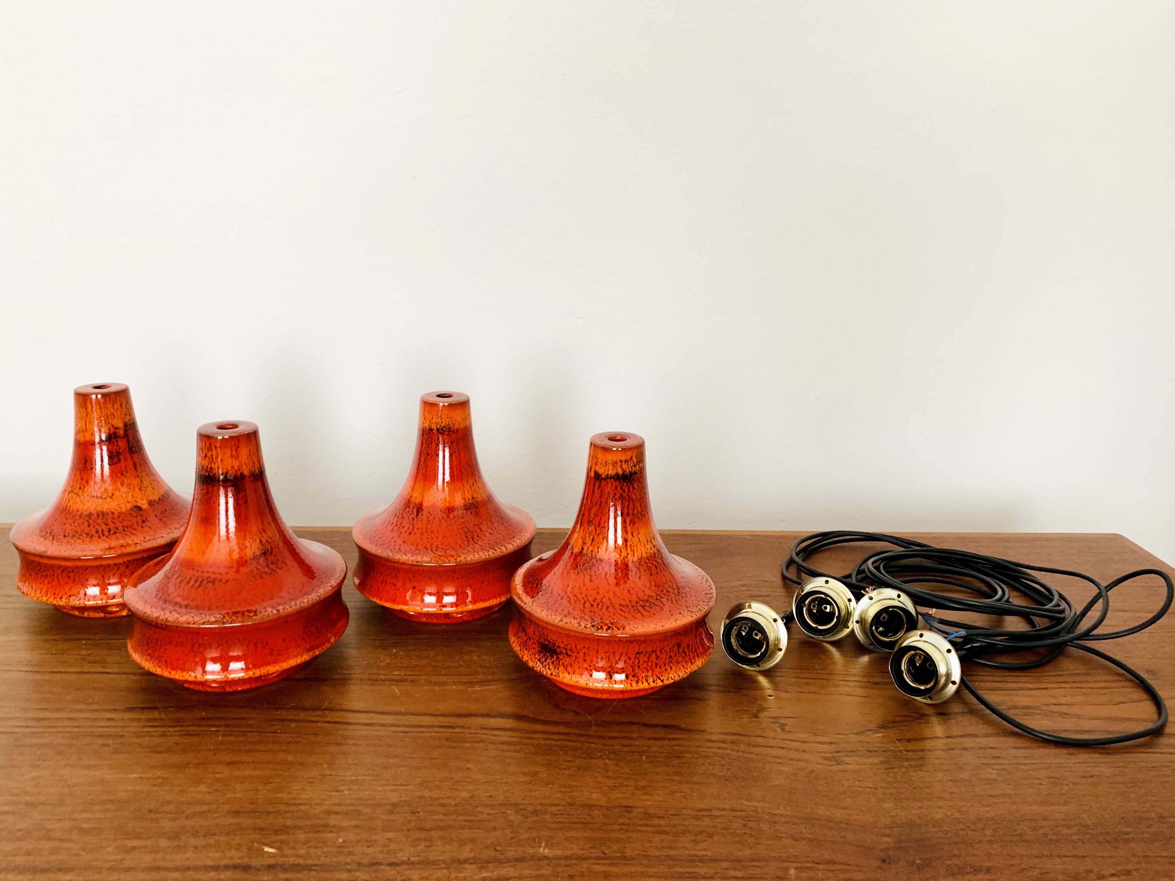 Set of 4 Ceramic Pendant Lamps
