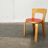Vintage Red Children's Chair in Linoleum N65 by Alvar Aalto for Artek, Finland, 1970s