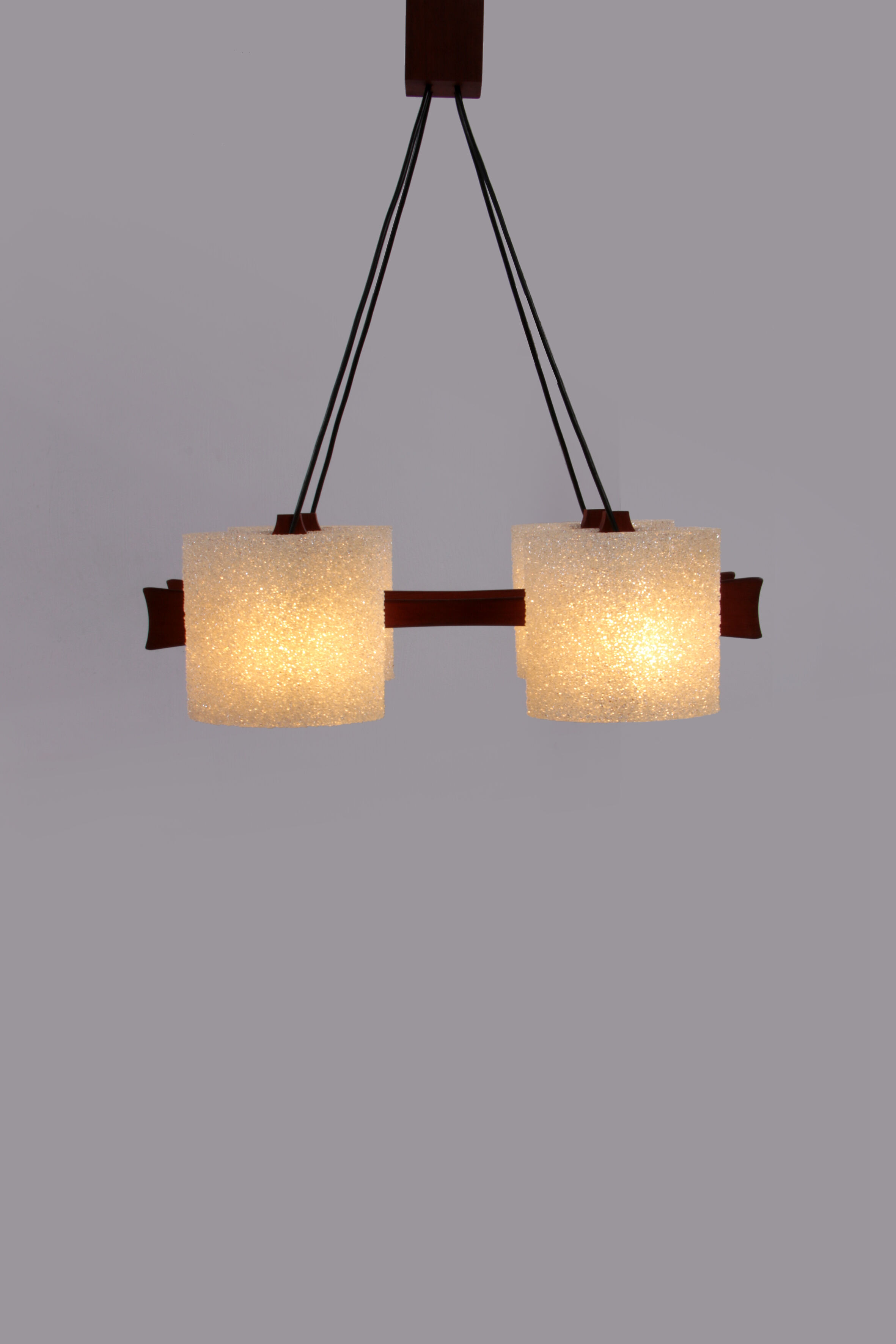 Scandinavian pendant light with resin caps, 1960
