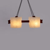 Scandinavian hanging lamp with resin caps, 1960