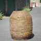 Very large old basket, burgundy straw and bramble, woven basket