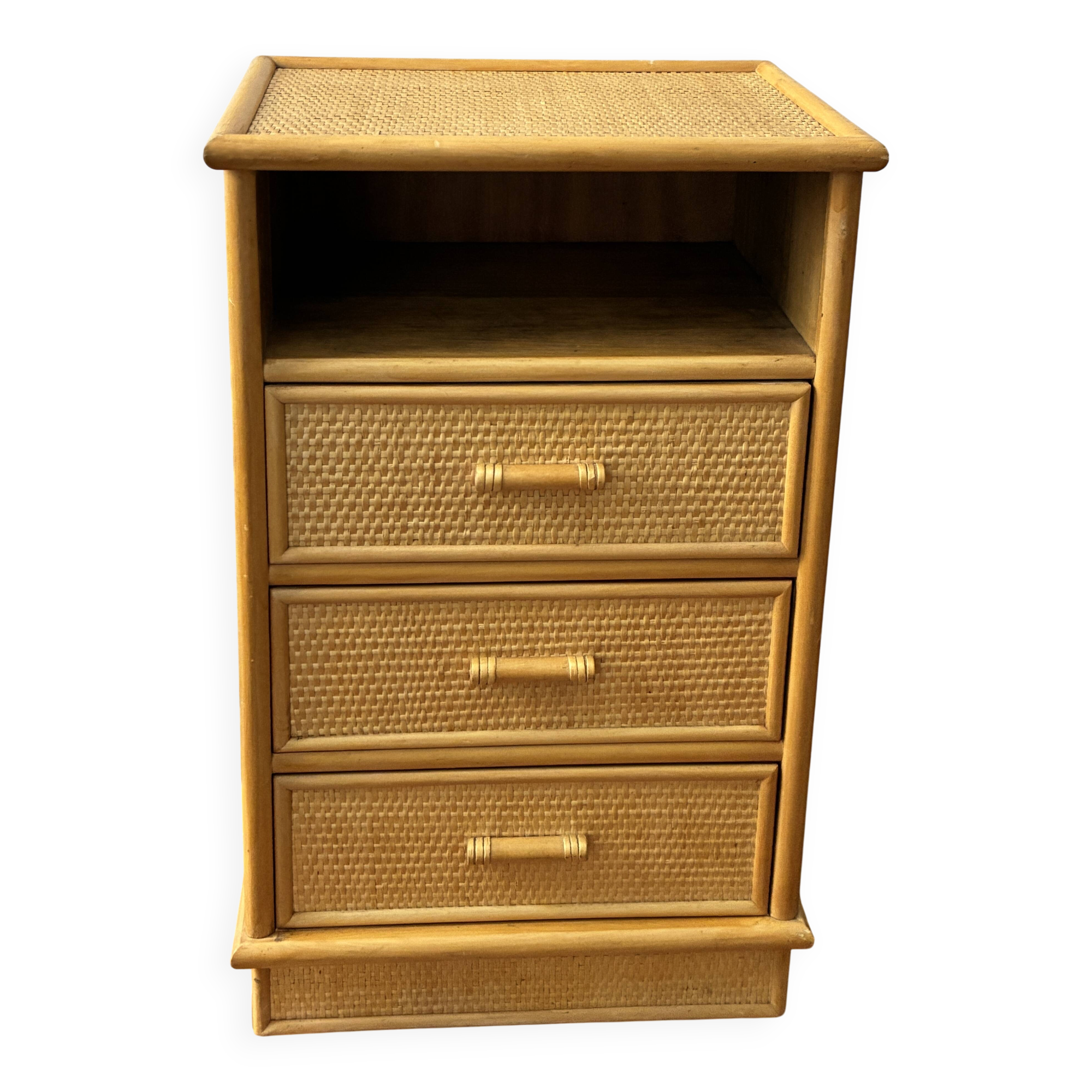 Petit meuble chiffonnier rotin et bambou