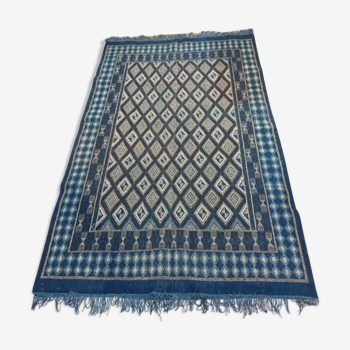 Tapis kilim margoum berbère bleu fait à la main 170x256cm