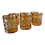 Set of 6 water or whiskey glasses Pernod SA amber color