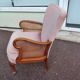 fauteuil bois velours rose cannage - cocktail