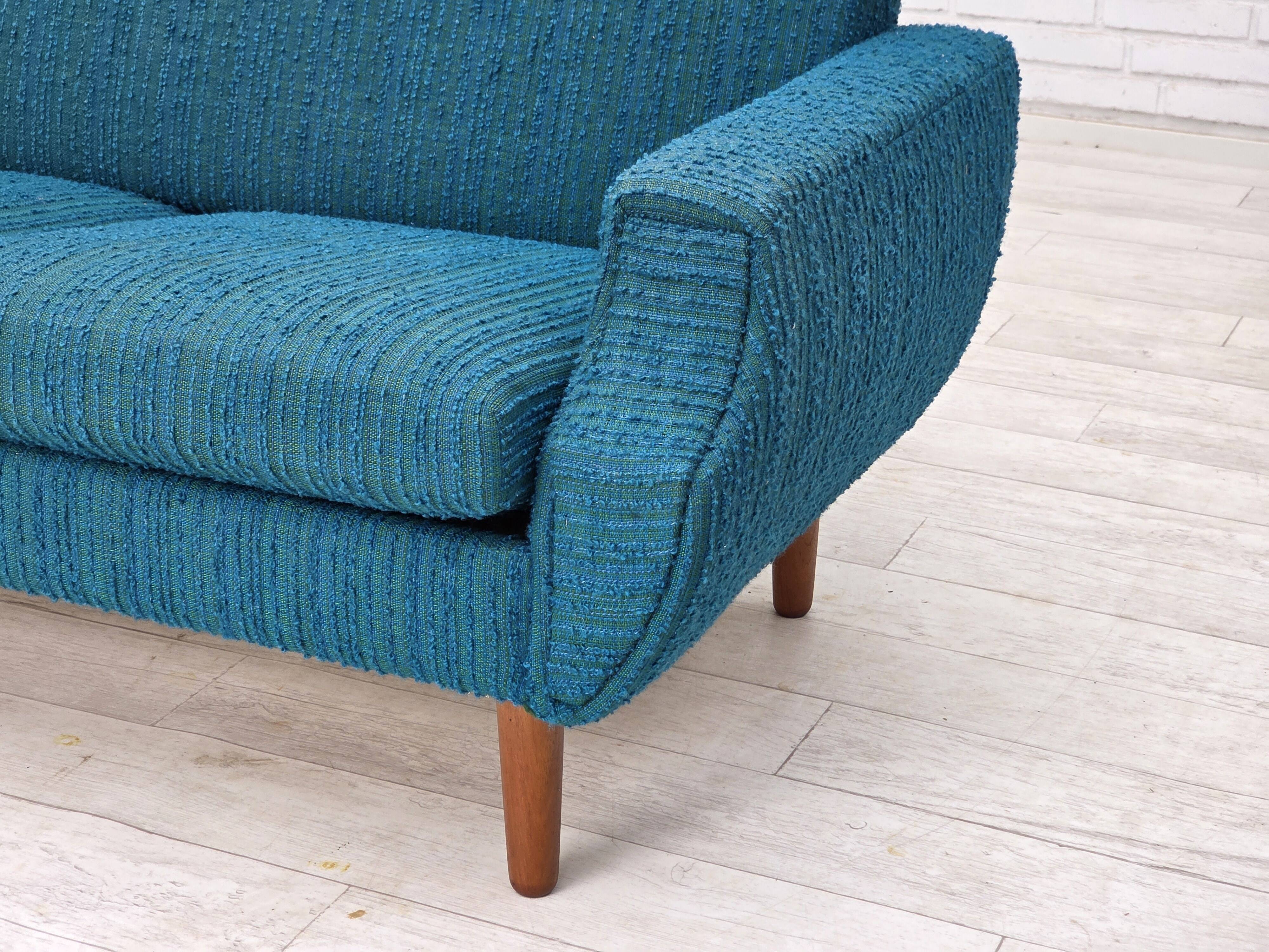 1970s, Danish 3-seater sofa, furniture wool, teak wood.