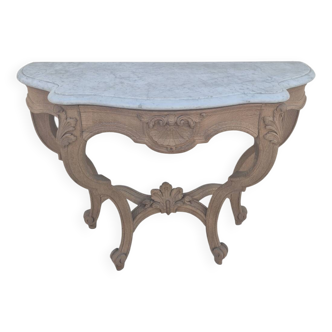 Louis XV curved console in solid oak, 18th century, decorated