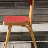 5 chairs light beech skaï red 1950