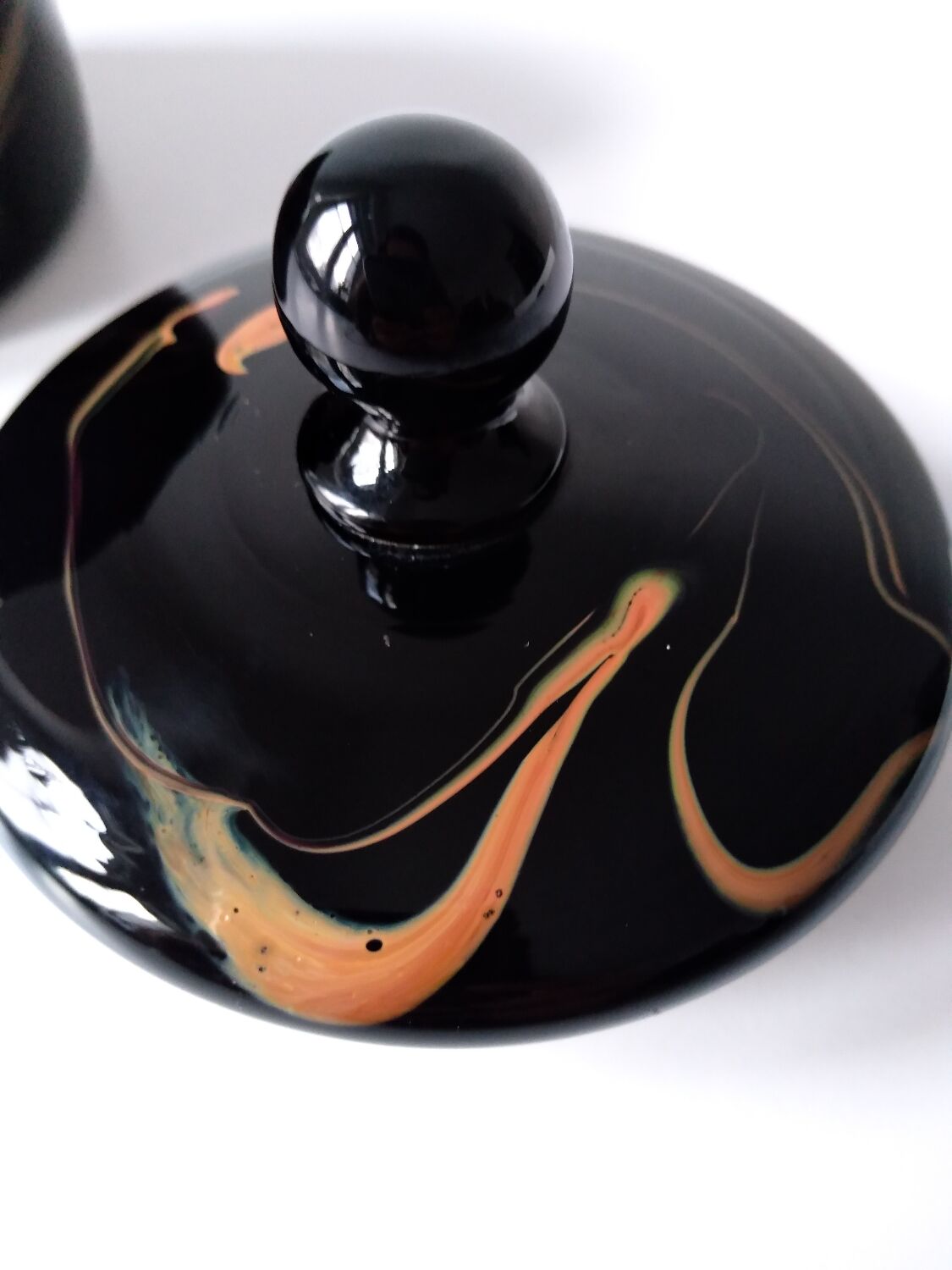 Black opaque glass box with WV glass stamp