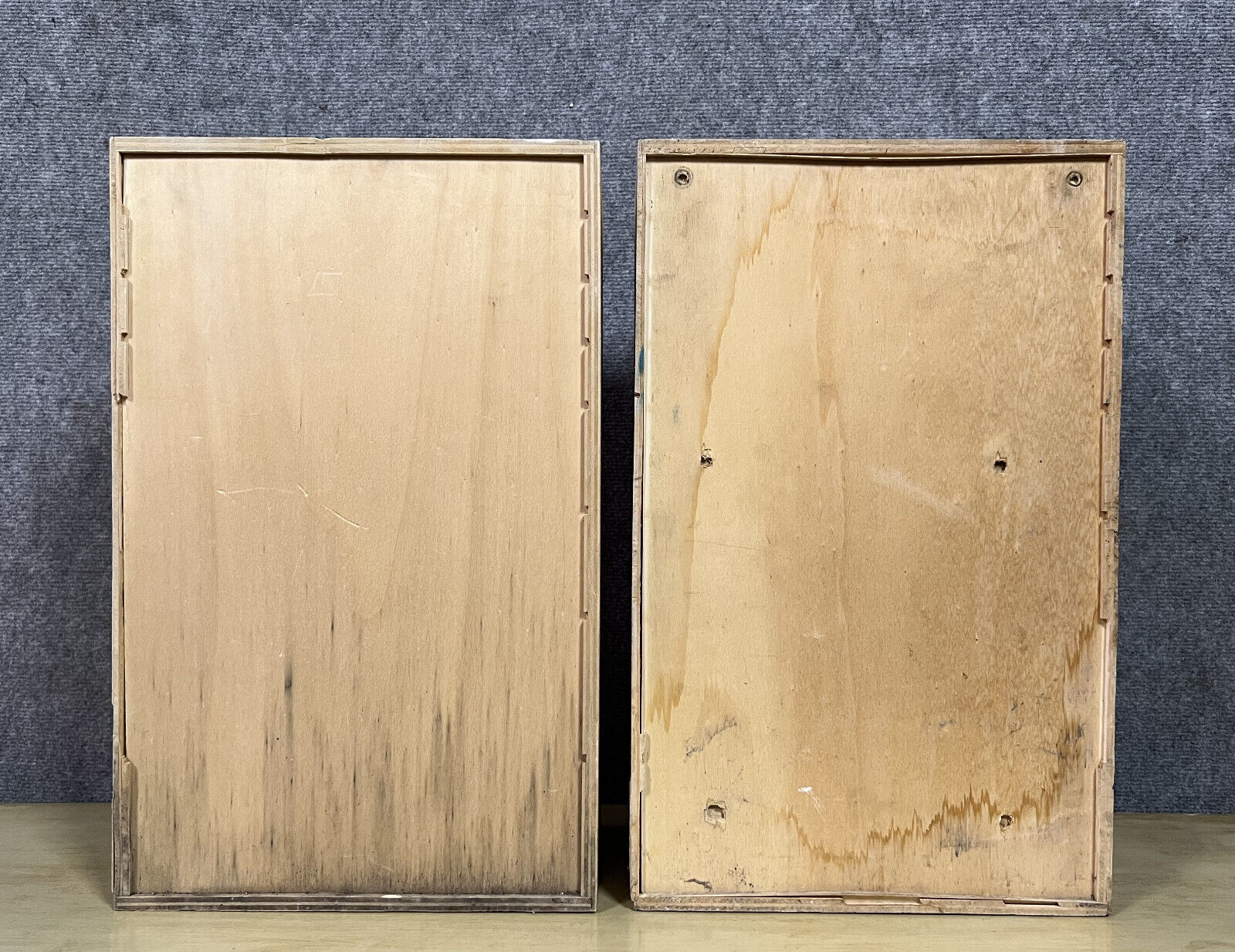 Pair of watchmaker's layettes in natural wood circa 1880-1900