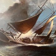 Marine, modern school, oil on canvas signed Van Ingelgam 1974