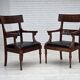 1920-30s, set of 2 armchairs, design after Georges Jacob, carved teak wood.