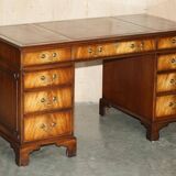 Partner desk Bevan Funnell in hardwood with leather top and gold leaf gilding.