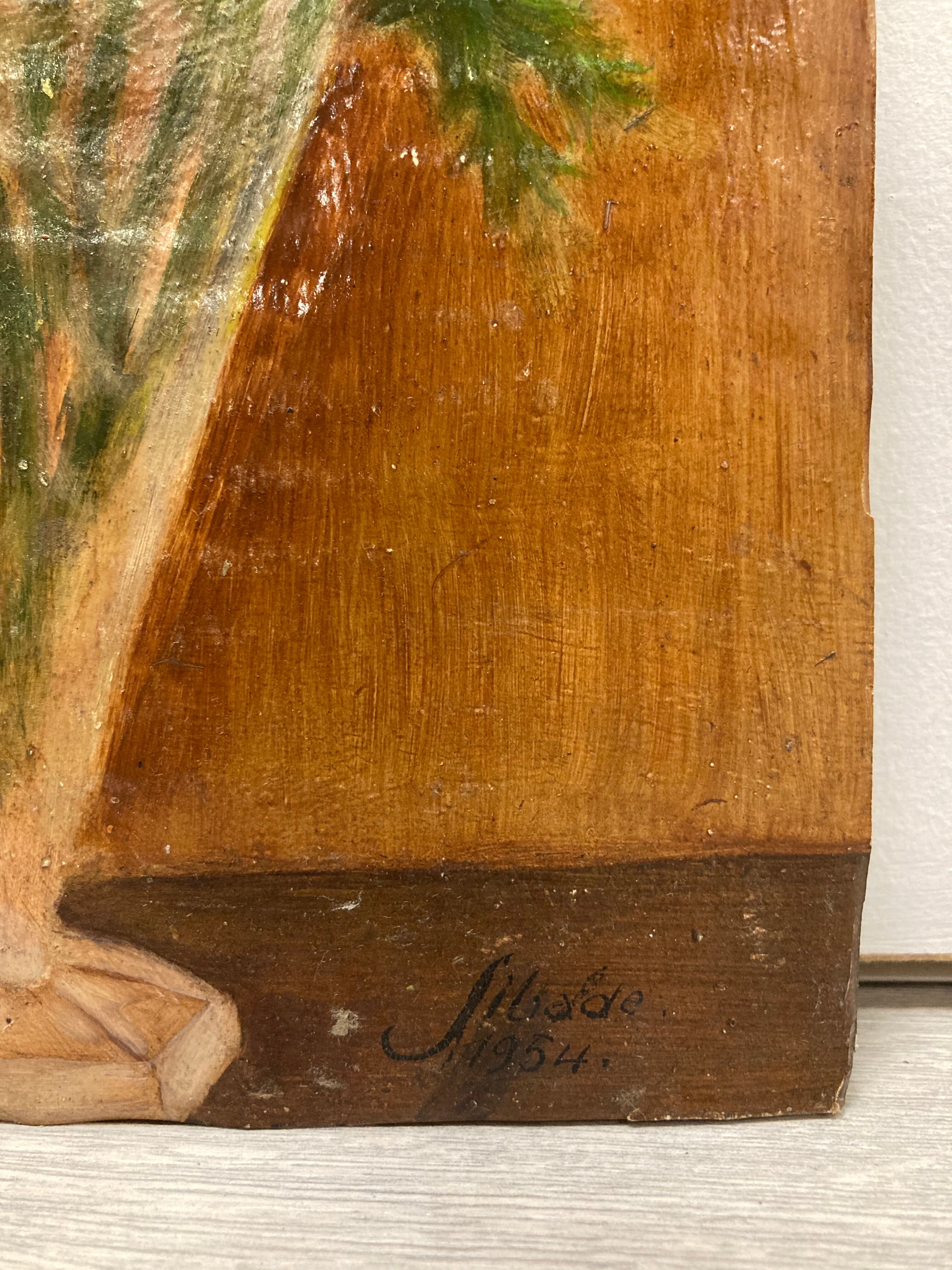 Oil on vintage panel