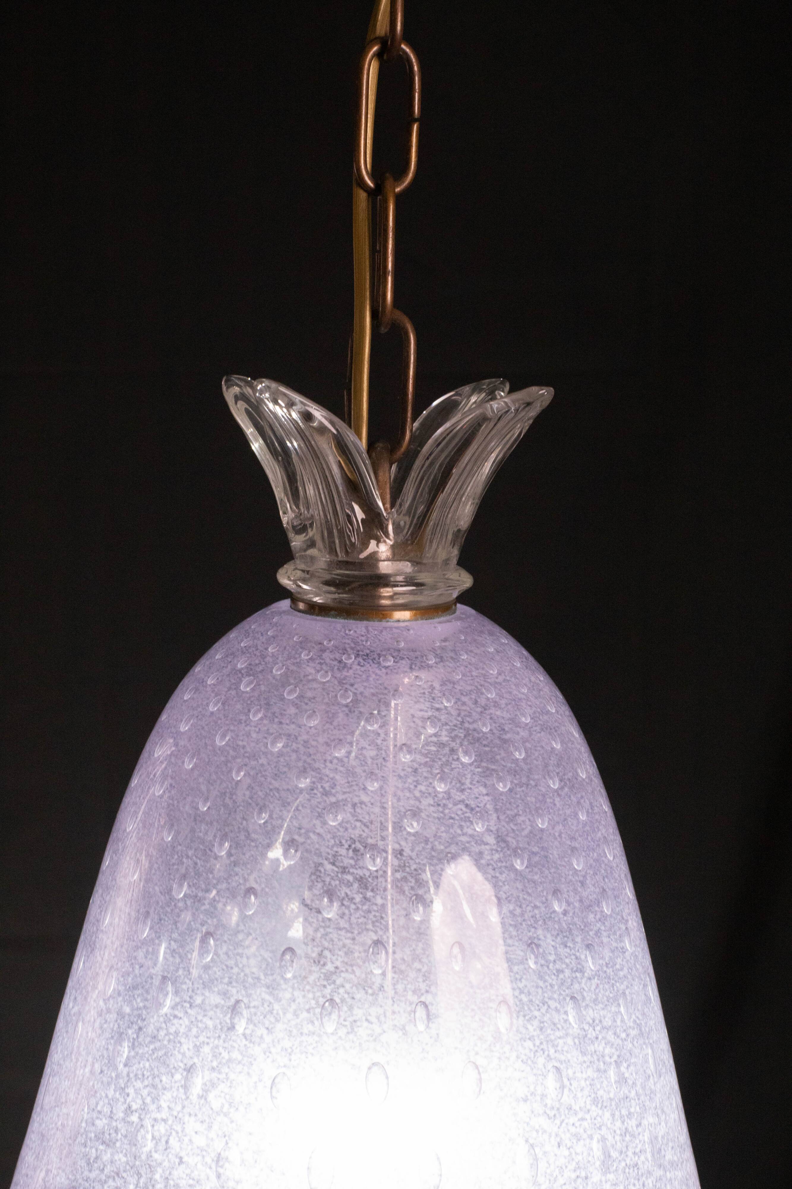 Elegant Barovier e Toso Lantern in Bubble Glass with a Rostrato glass element