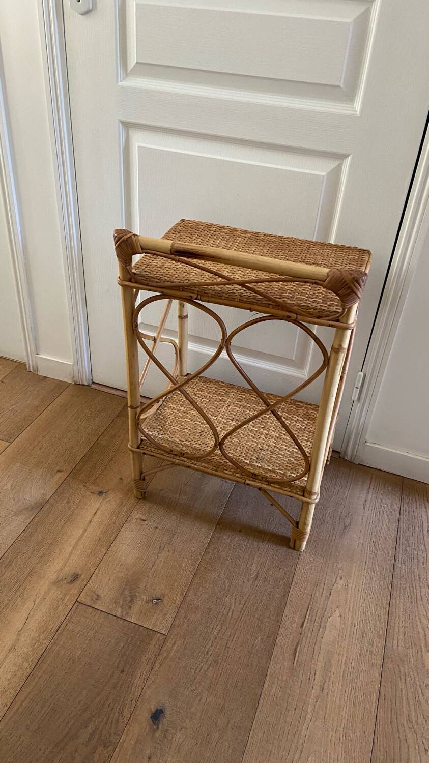Vintage rattan bedside table 1960