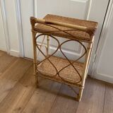Vintage rattan bedside table 1960