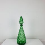 Empoli bubble green carafe 40 cm, Italian glass bottle