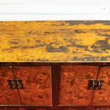 Antique Chinese low sideboard with 4 doors