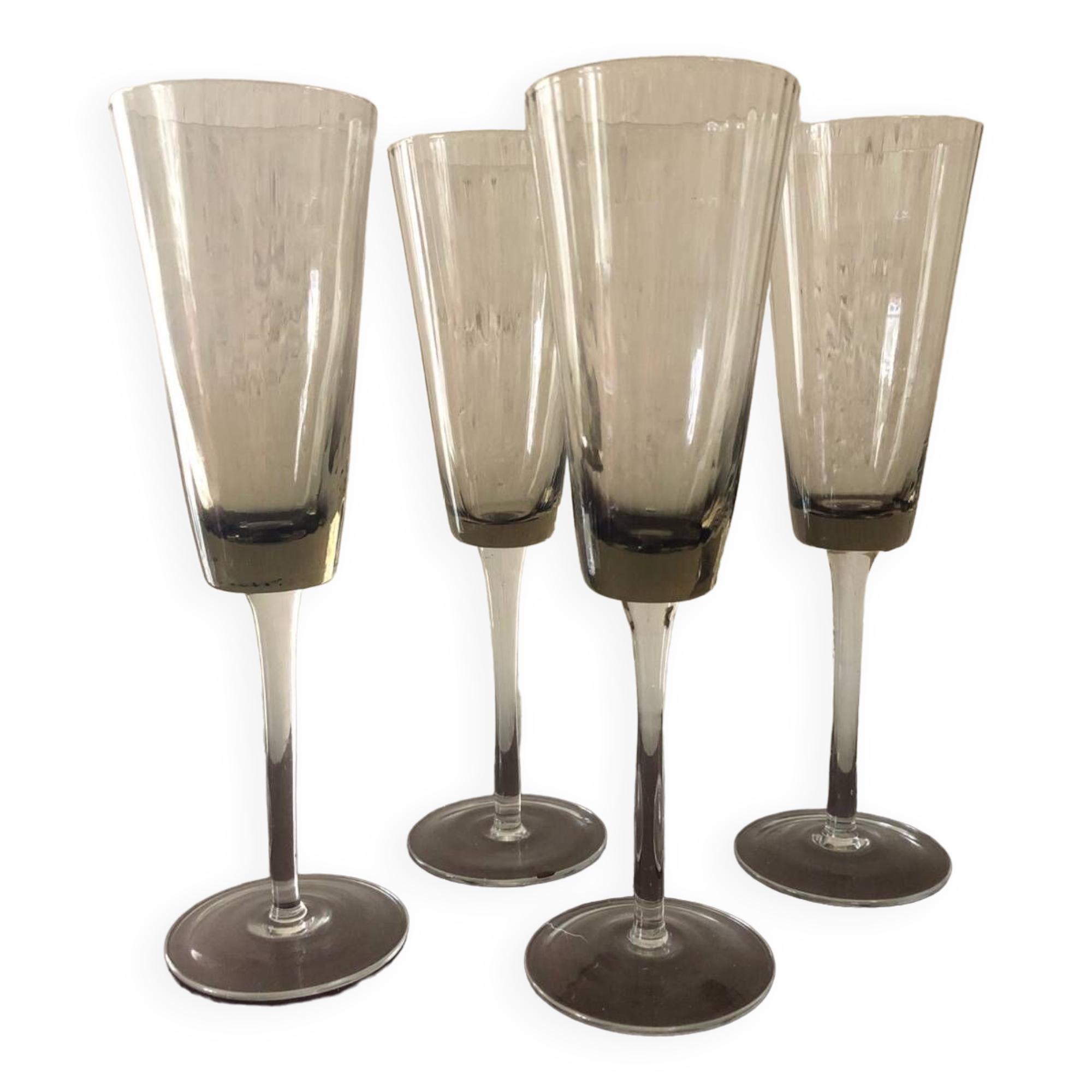 Smoked glass champagne flutes