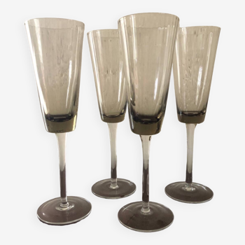 Smoked glass champagne flutes