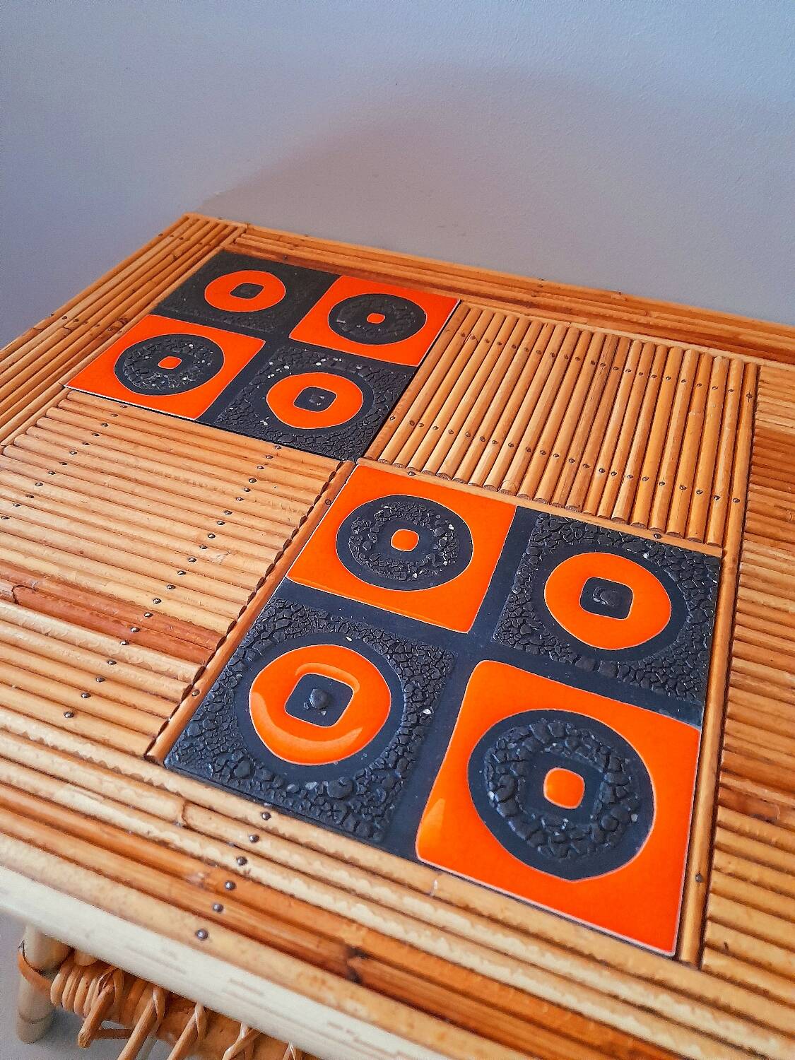 Rattan table, Audout Minet / Capron 1950