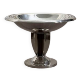 Coupe à fruits vintage en métal argenté et bois