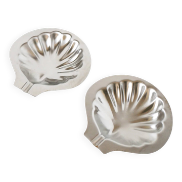 Paire de vide-poches coquillages en inox, design, 1970