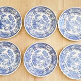 6 flat plates in porcelain by Villeroy and Boch, blue, Burgenland