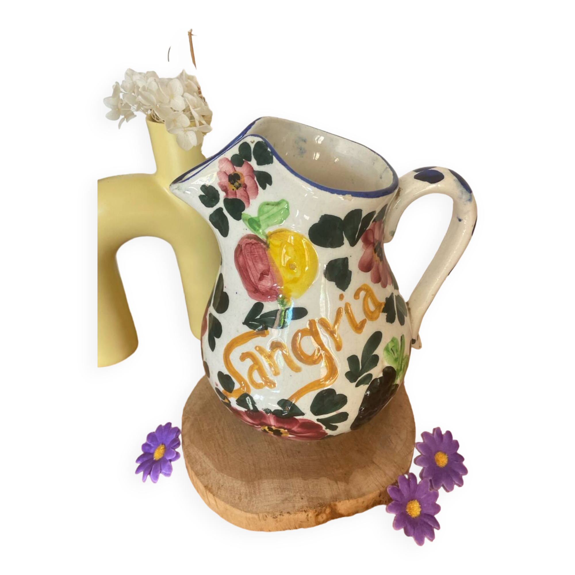 Vintage Hand Painted Ceramic Sangria Jug/Pot