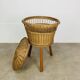 Tripod rattan basket, club feet, 1960s