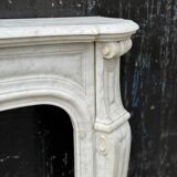 Louis XV style fireplace in white Carrara marble circa 1880