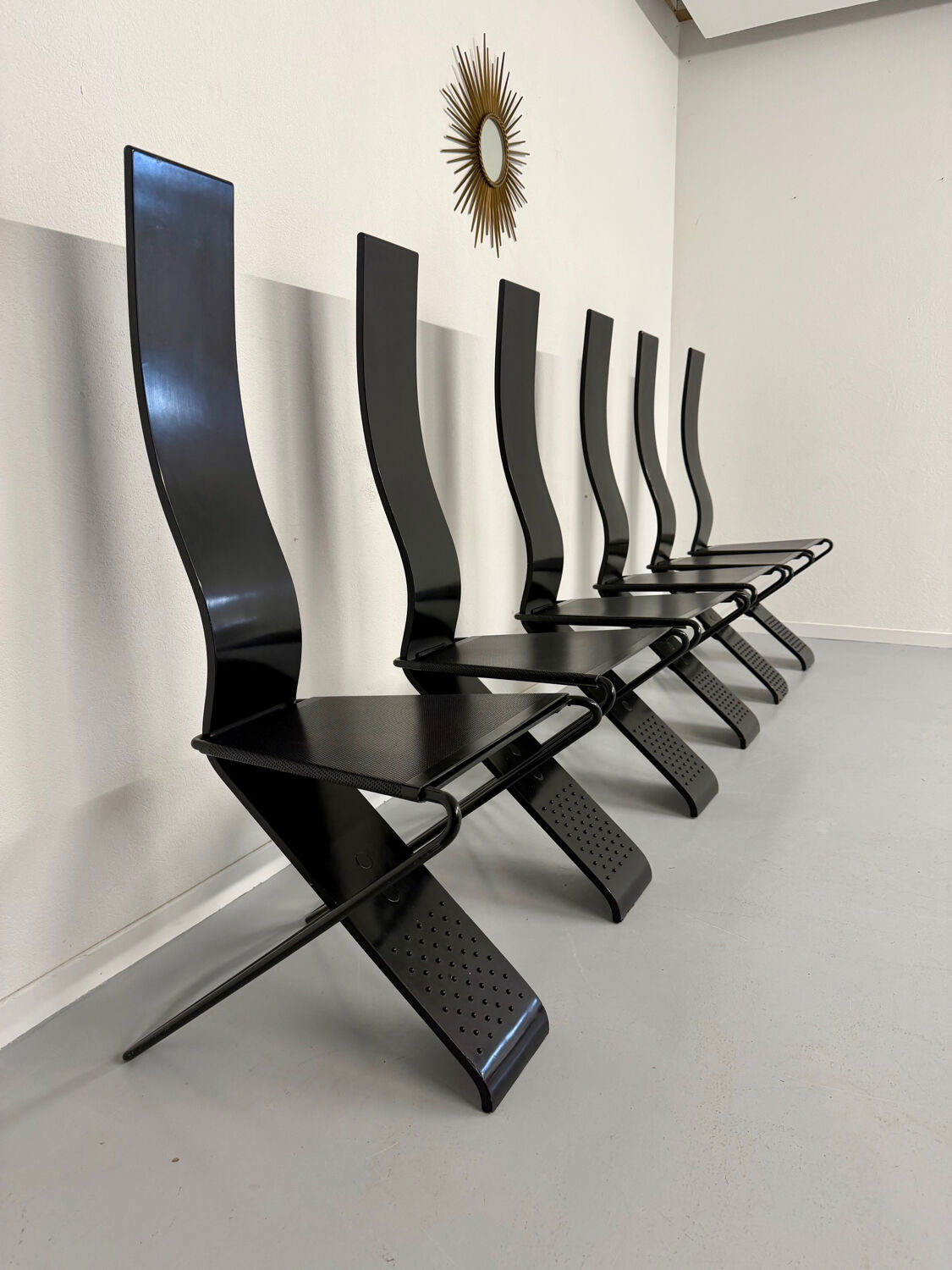 Set of 6 Italian design chairs by Pietro Arosio, postmodern, 1980s.