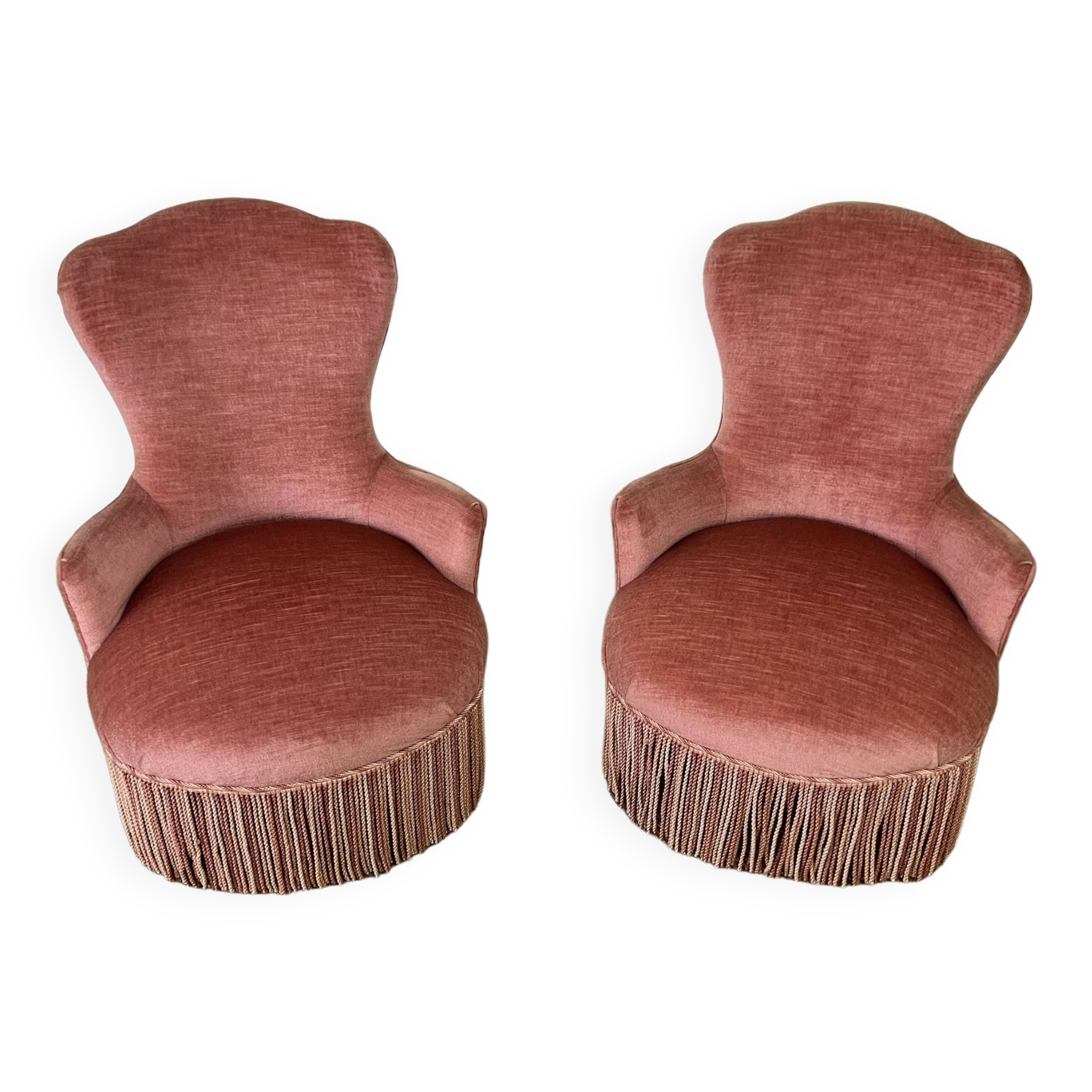 Pair of powder pink toad armchairs