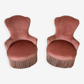 Pair of powder pink toad armchairs
