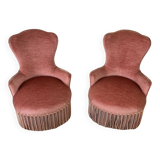 Pair of powder pink toad armchairs