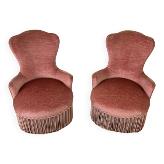 Pair of powder pink toad armchairs
