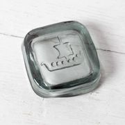 Pressed Glass Small Grey Trinket Plate / Viking Ship by Richard Duborgh