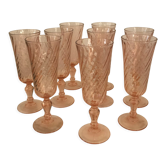 Series of 9 champagne flutes Rosaline