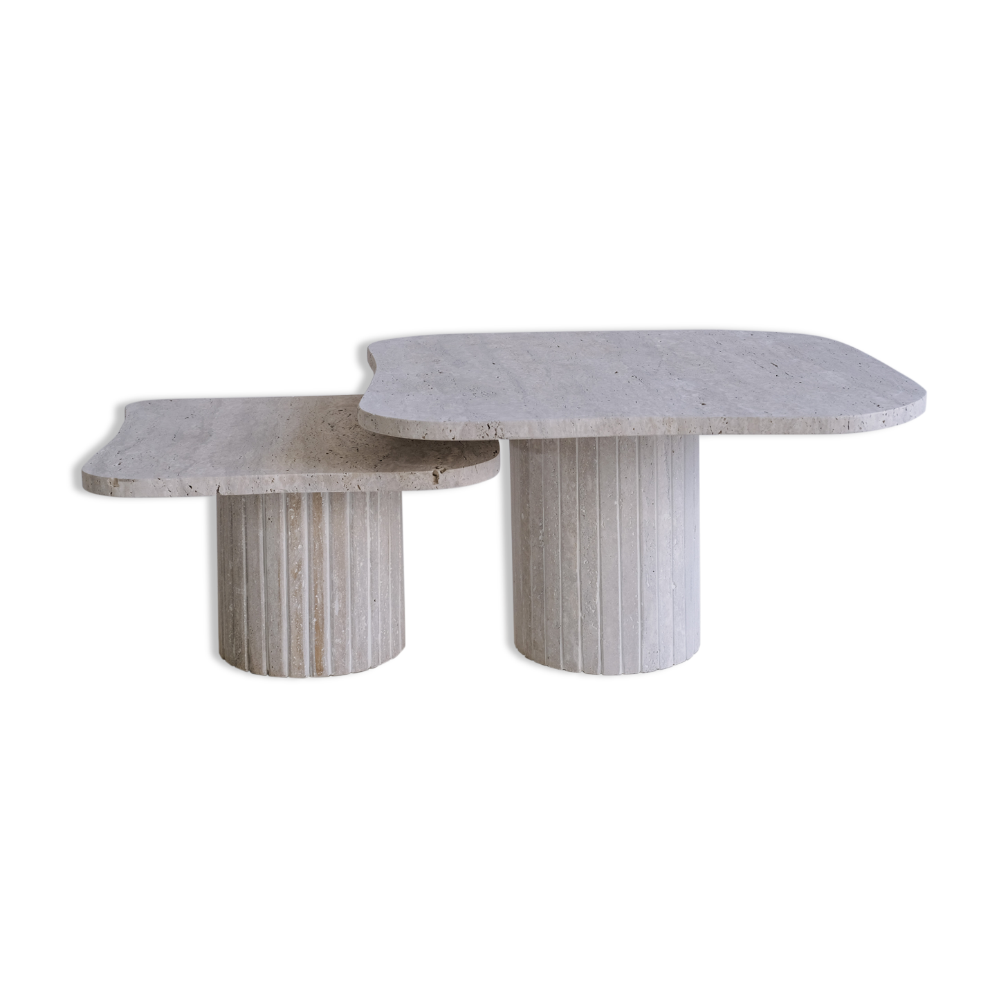 Irregular nesting coffee tables - ATHENA - 70/50 - porous natural travertine