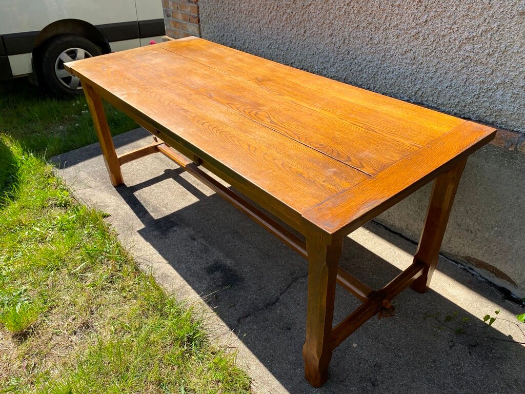 Dining farm table for 8 people in solid oak with 1 drawer 1950 200x85x79cm