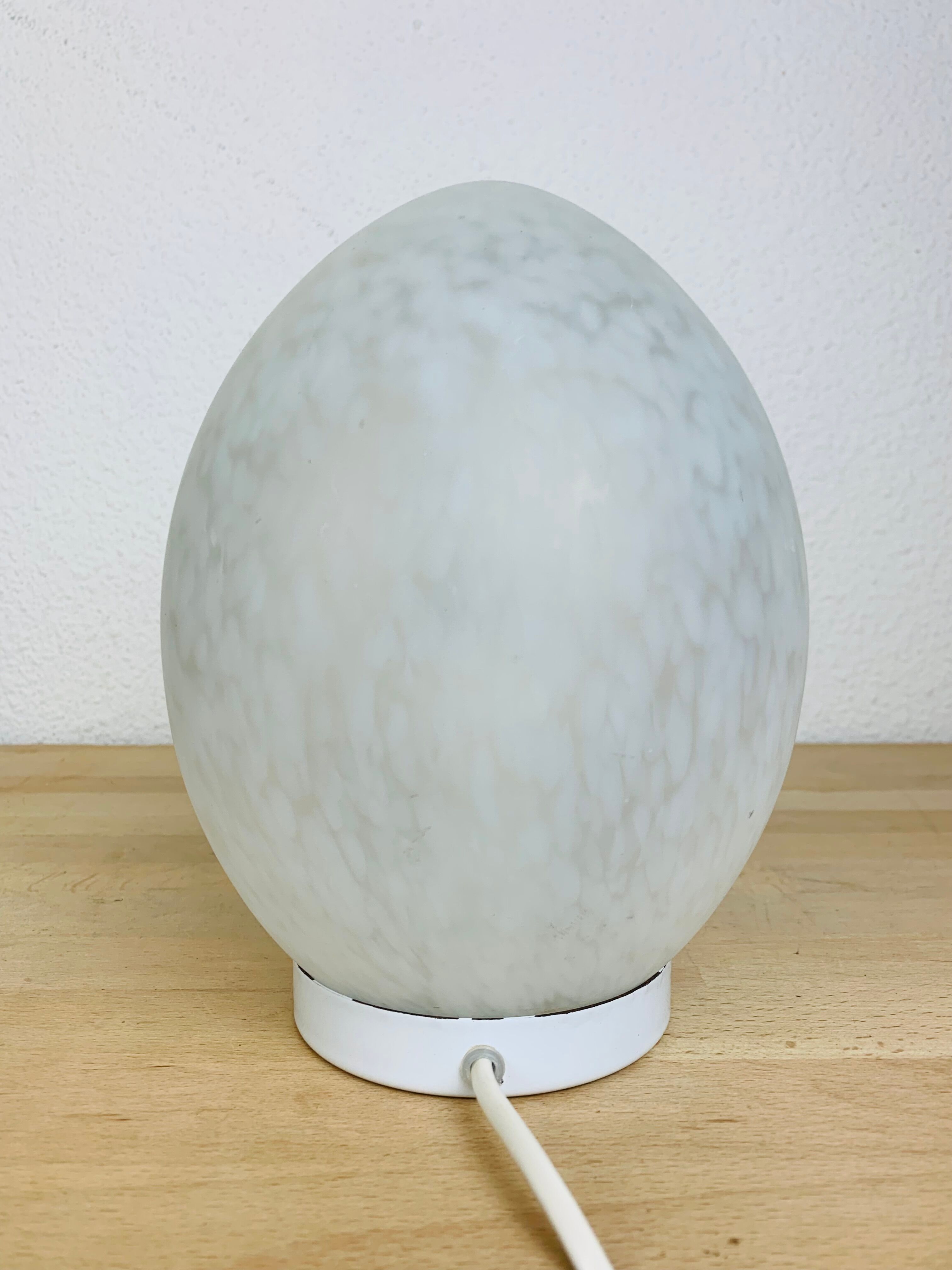 Domec egg lamp, speckled glass from Vianne, 70s