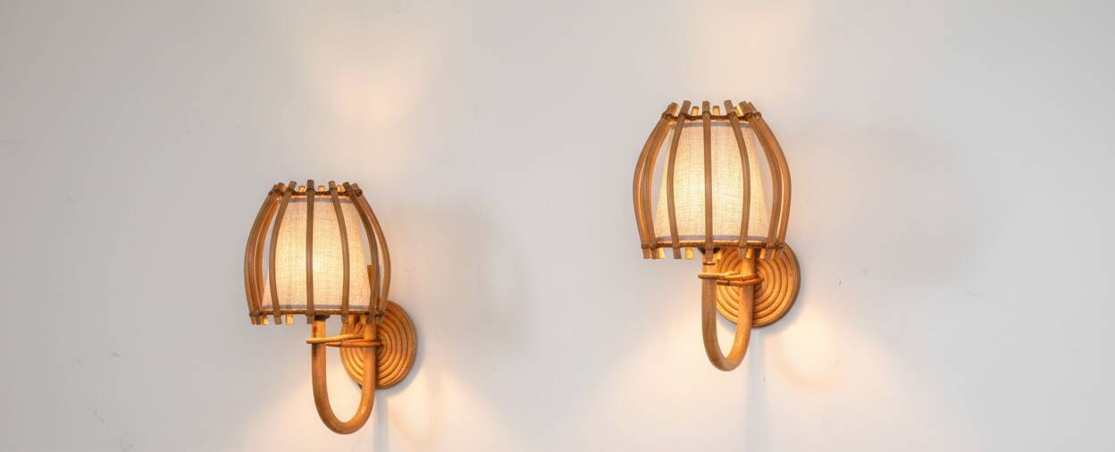 Rattan Wall Sconce (Pair)