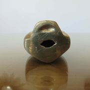 Owl, owl in golden brass and mother-of-pearl 70s