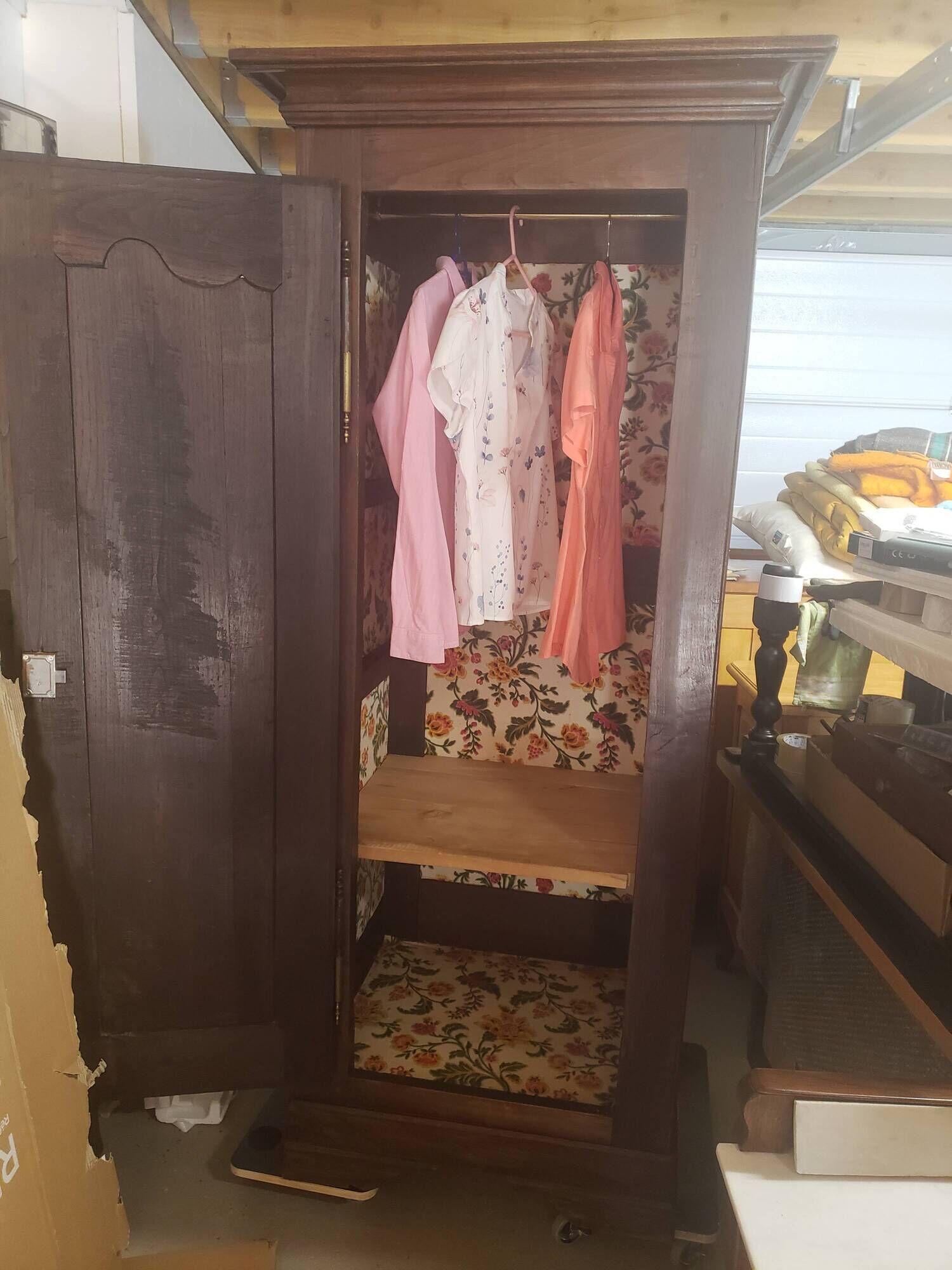Vintage Louis Philippe style bonnetière wardrobe from the 1800s in cherry wood.