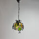 Brutalist cast iron and colored glass pendant, 1970s