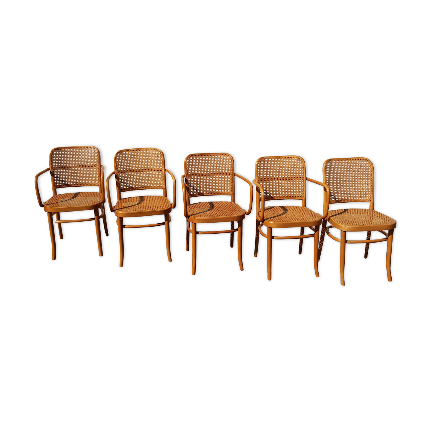 Ensemble de 4 fauteuils et 1 chaise Thonet 811 Josef Hoffmann